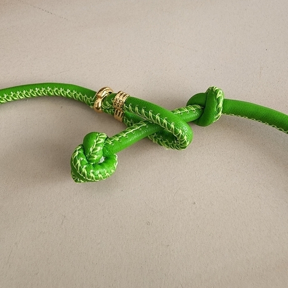 NEW Square Gem Geomatric Green Y2K Leather Necklace - Picture 6 of 12